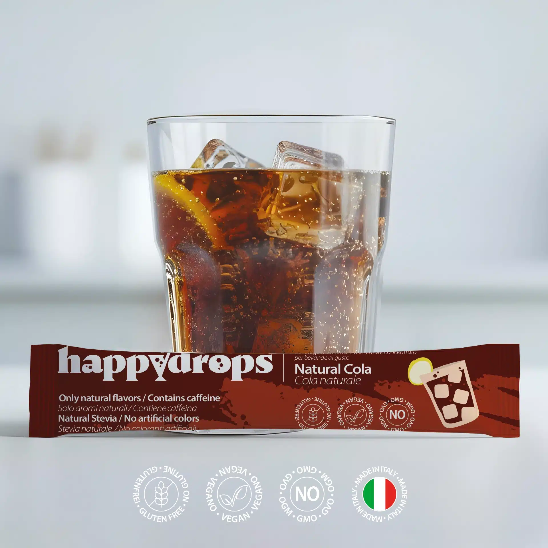 Happydrops Cola Naturale - Concentrato liquido per aromatizzare acqua (10 bustine) - Image 2