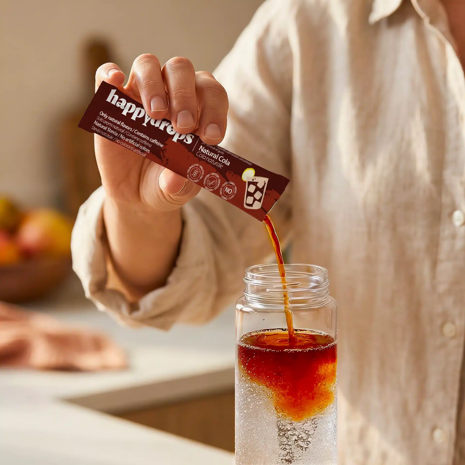 Happydrops Cola Naturale - Concentrato liquido per aromatizzare acqua (10 bustine) - Image 3